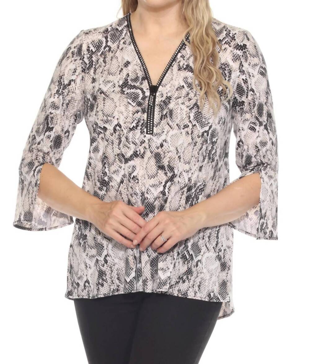NEW JOSEPH RIBKOFF snakeskin print embellished tunic top